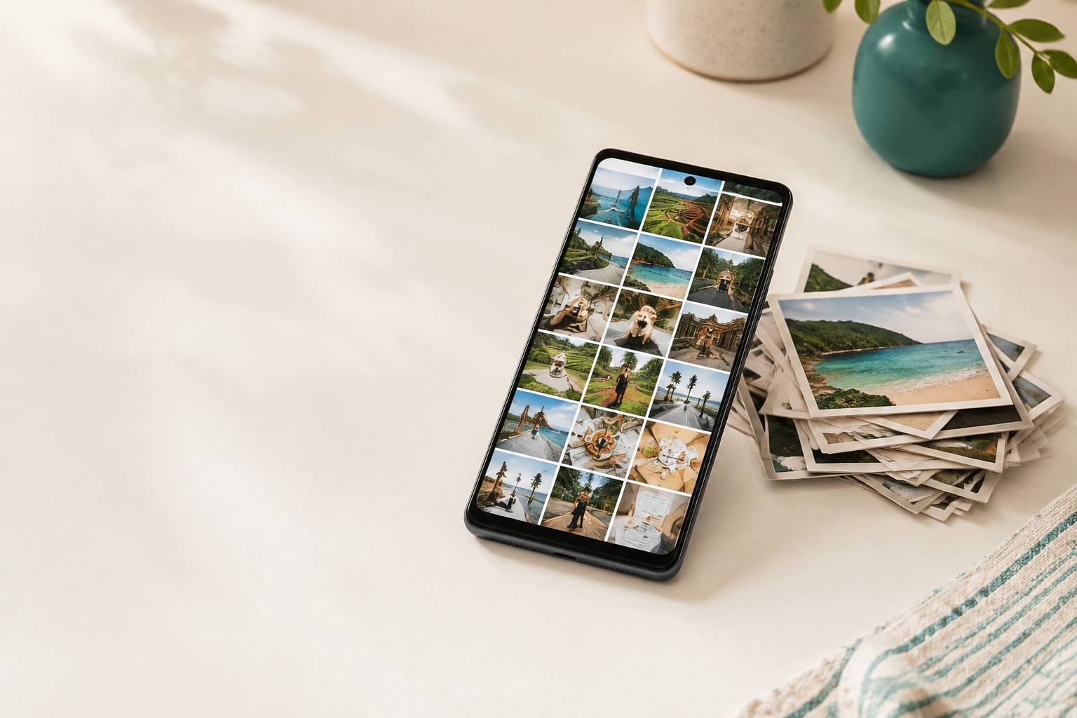 スマートフォンの写真をすっきり整理するイメージ